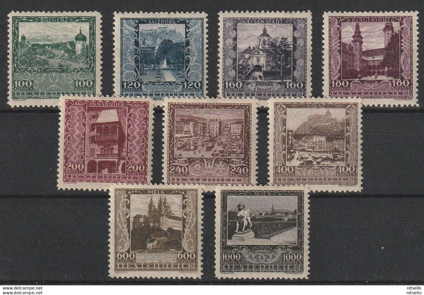 LOTE 2171 ///  AUSTRIA 1923. City Pictures Set. Mi. 433/441 *MH   CATALOG/COTE: 135 € - Ungebraucht