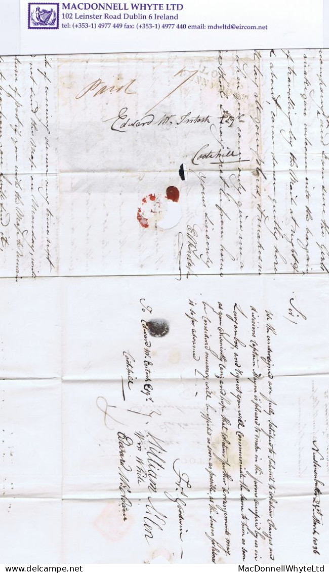 Ireland Cavan Monaghan 1836 Letter To Dublin With COOTEHILL And DUBLIN/1d/PENNY POST, Inside With CLONES PENNY POST - Prephilately