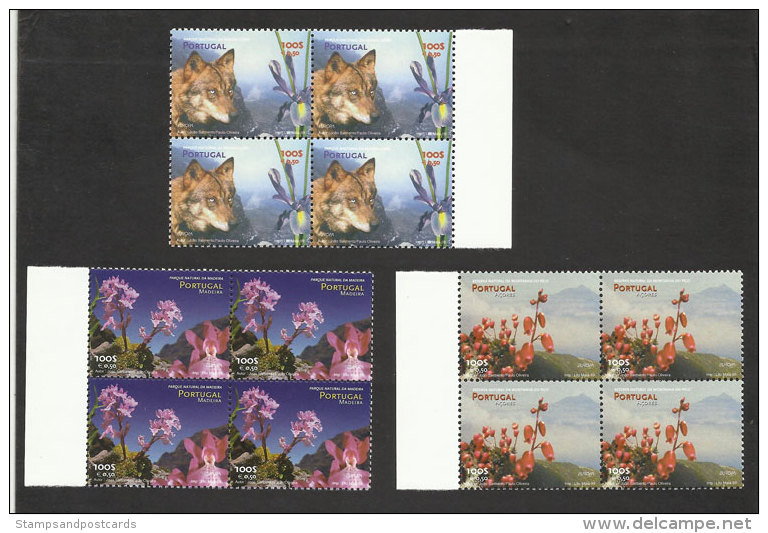 Portugal Acores Azores Madeira Madère Europa CEPT 1999 X 4 ** Loup Fleurs Orchidée Wolf  Flowers Orchid - 1999