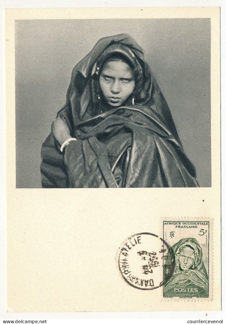 AOF => Carte Maximum Publicitaire IONYL - Mauritanie - Femme De La Tribu Ouled-Ahmed-Ben-Daman - DAKAR 1952 - Covers & Documents
