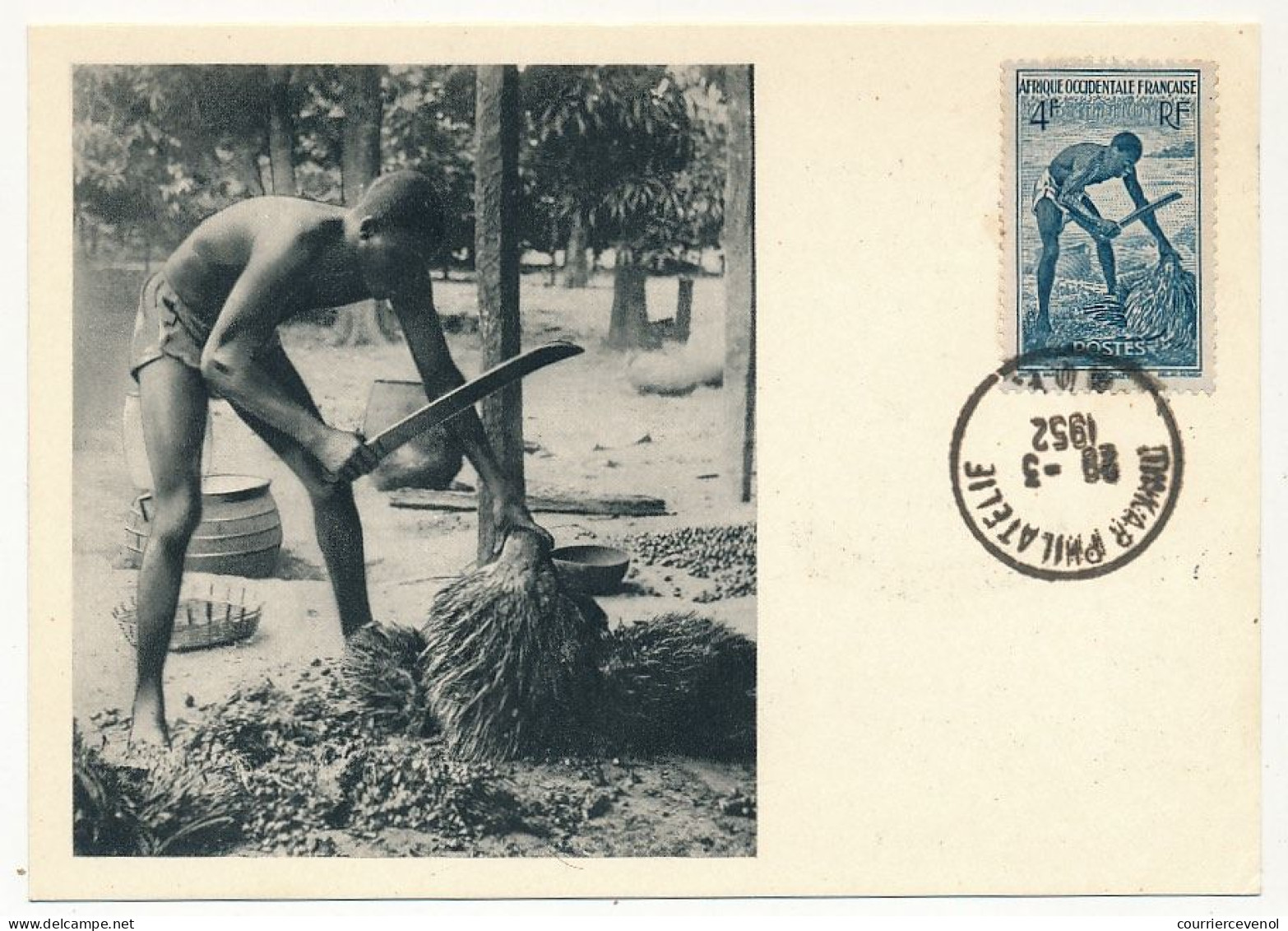 AOF => Carte Maximum Publicitaire IONYL - Dahomey - Égreneur De Palmiste - DAKAR 1952 - Brieven En Documenten
