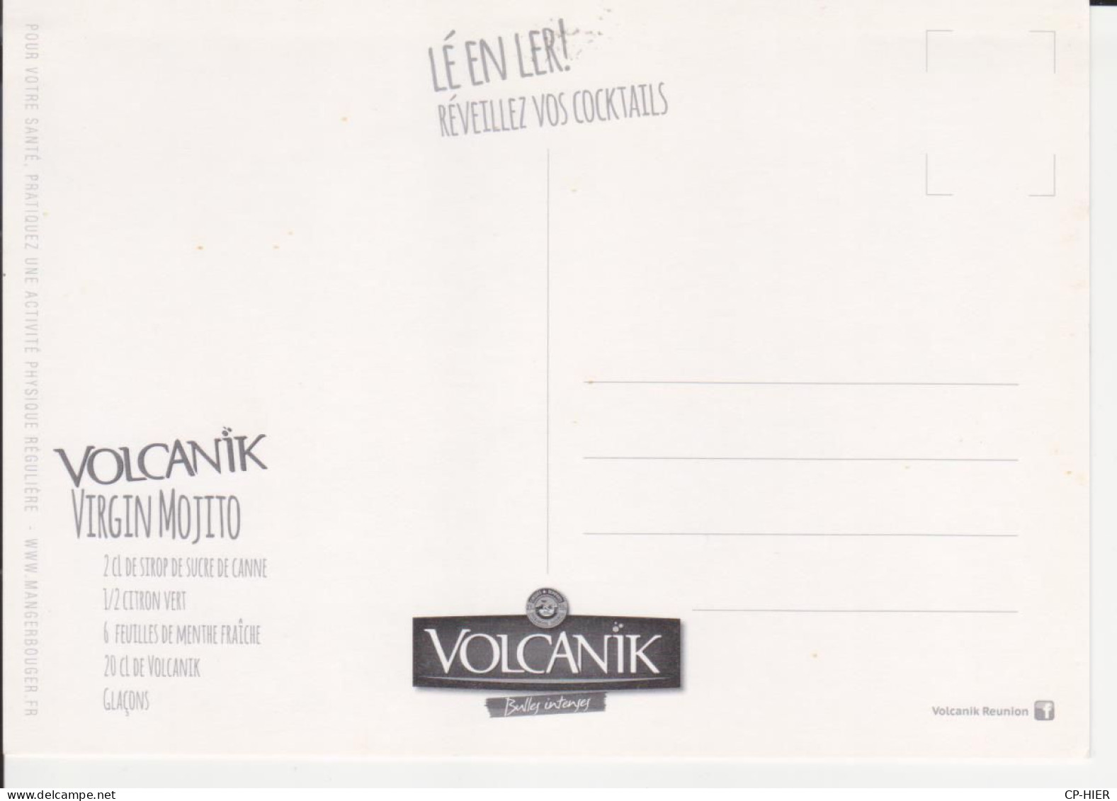 Carte Postale -   ILE DE LA REUNION - VOLKANIC - 1 L - EAU PETILLANTE POUR COCKTAILS - VIRGIN MOJITO - Manifesti