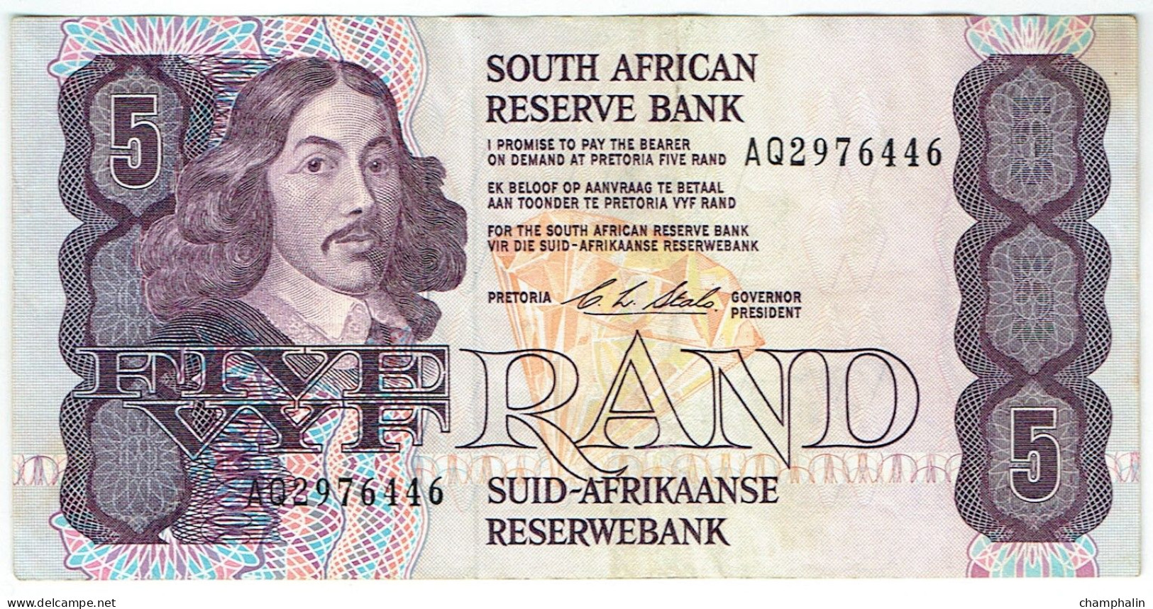 Afrique Du Sud - Billet De 5 Rand - Jan Van Riebeek - Non Daté (1978-94) - P119e - Zuid-Afrika