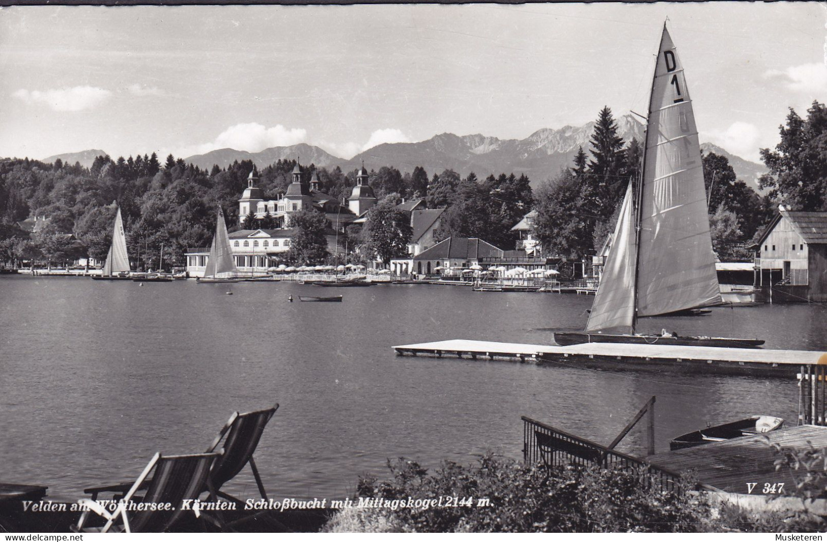 Austria PPC Velden Wörthersee. Kärnten Schlossbucht Mit Mittagskogel SCHIEFLING 1958 Trachten Echte Real Photo (2 Scans) - Velden