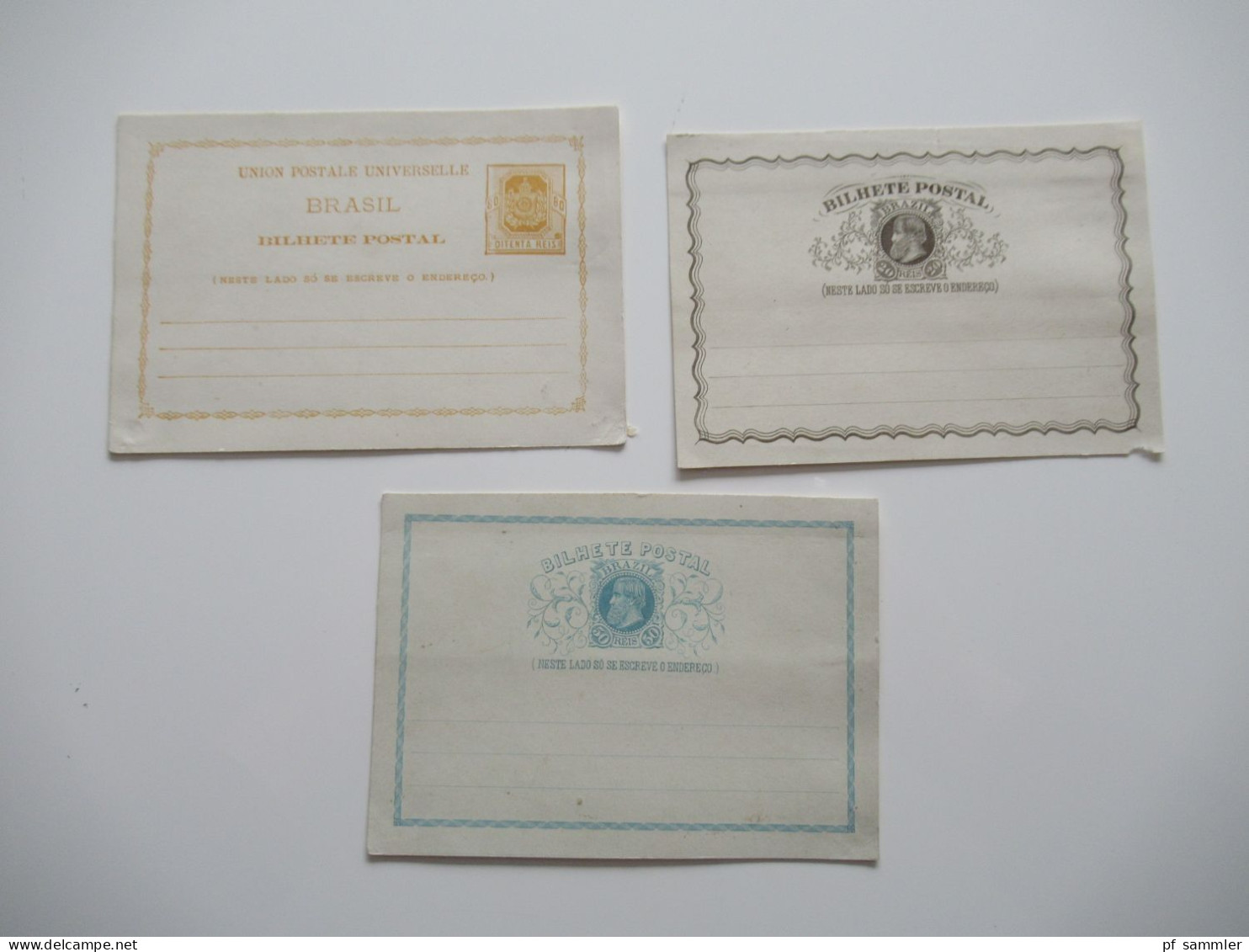 Brasilien Ganzsachen Posten Ab Ca.1870er Jahre / 3 Ungebrauchte PK / GA 20 Reis, 50 Reis Und 80 Reis - Postal Stationery