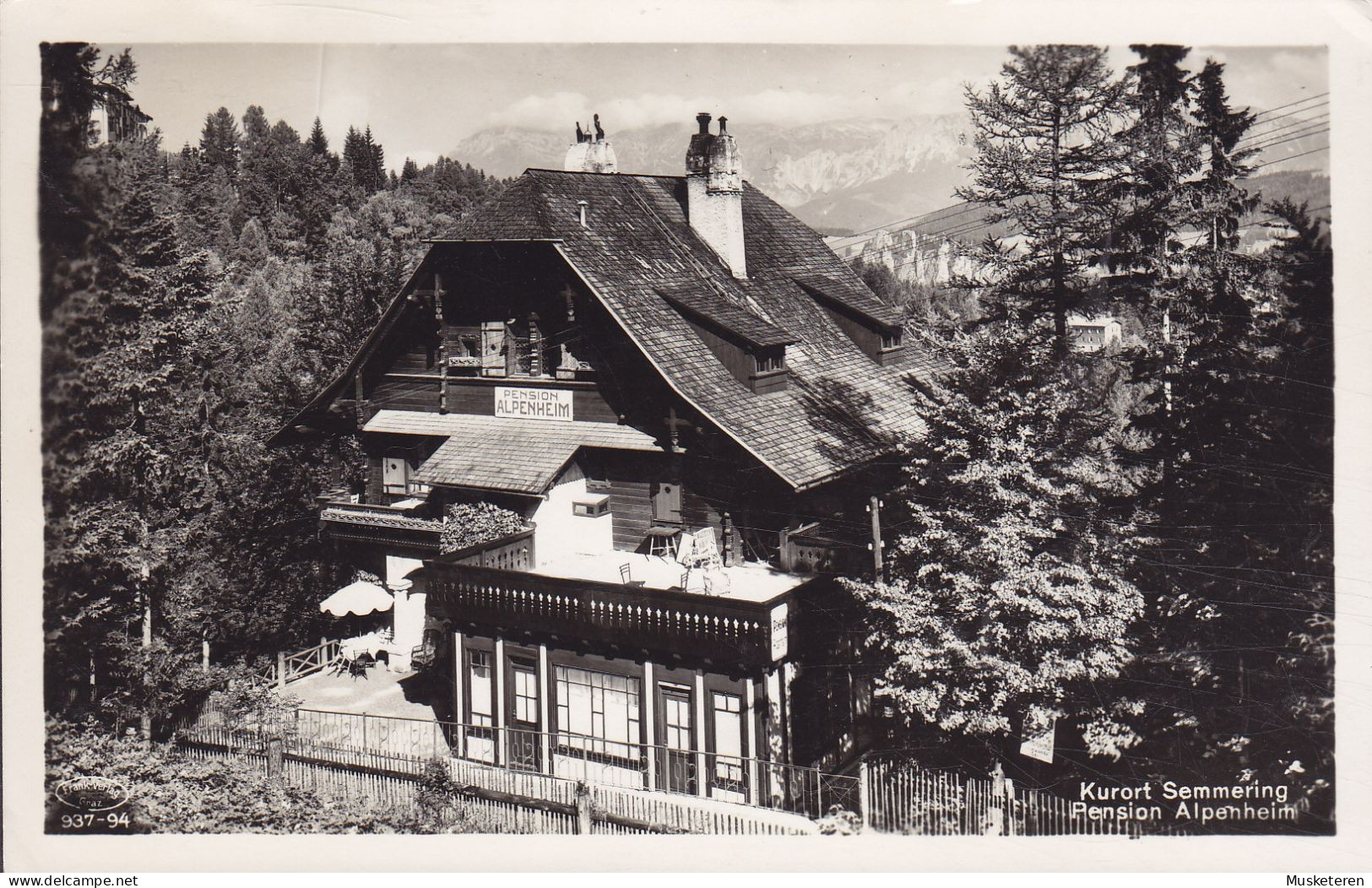 Austria PPC Kurort Semmering Pension Alpenheim. Bronk-Verlag, Graz SEMMERING 1957 Anton Wildgans Stamp Echte Real Photo - Semmering