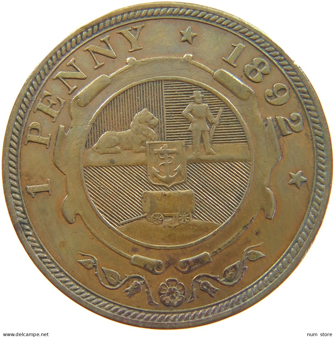 SOUTH AFRICA PENNY 1892  #c018 0091 - Afrique Du Sud