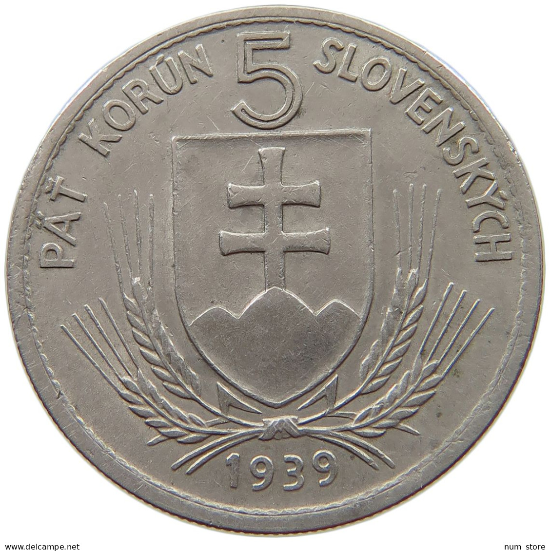 SLOVAKIA 5 KORUN 1939  #s072 0445 - Slovakia