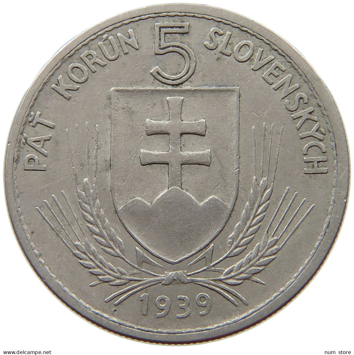 SLOVAKIA 5 KORUN 1939  #s072 0437 - Slowakei