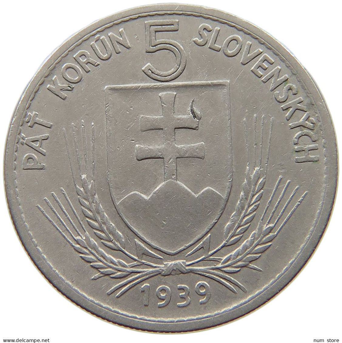 SLOVAKIA 5 KORUN 1939  #s072 0435 - Eslovaquia