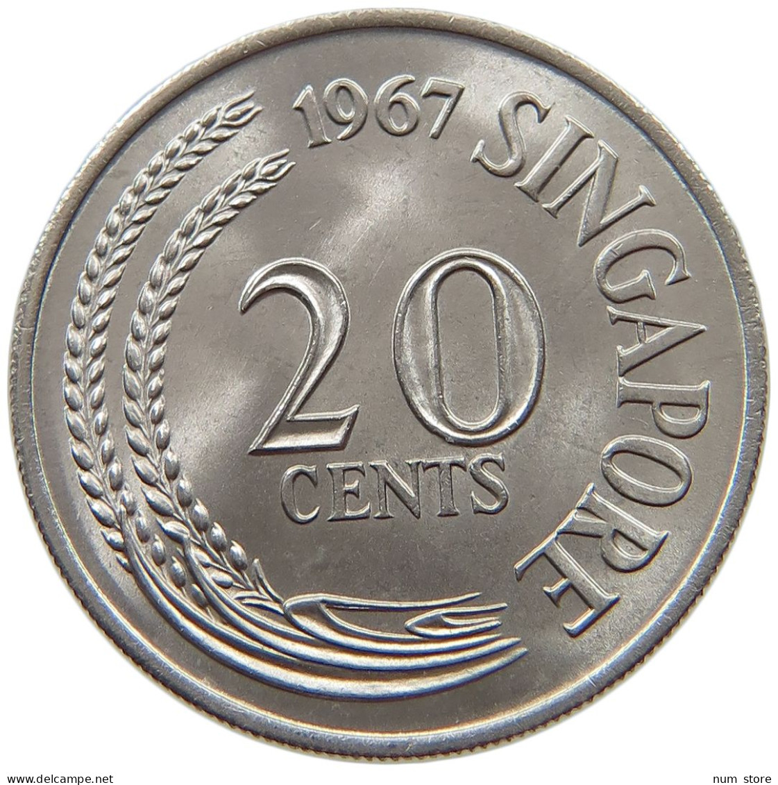 SINGAPORE 20 CENTS 1967  #s065 0305 - Singapore