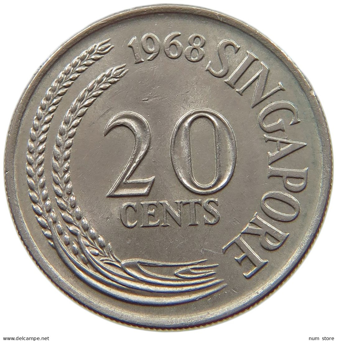 SINGAPORE 20 CENTS 1968  #s065 0309 - Singapur