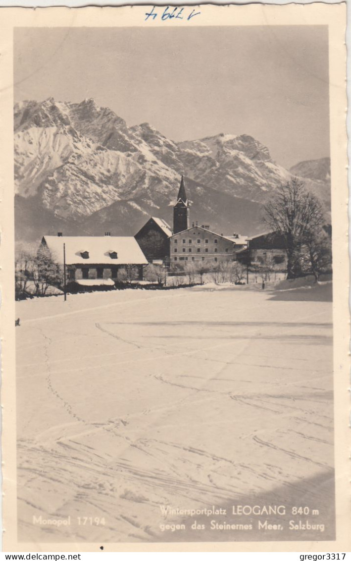 D7389) Wintersportplatz LEOGANG Gegen Das Steinernes Meer - Monopol 17194 FOTO AK - Alt ! Kirche Häuser Verschneit - Leogang