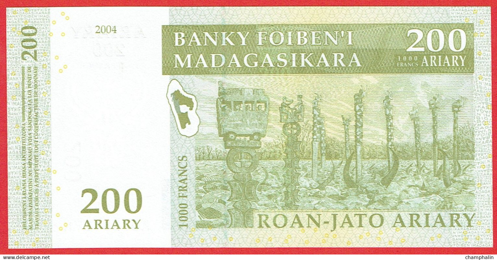 Madagascar - Billet De 200 Ariary (1000 Francs) - 2004 - P87 - Neuf - Madagascar