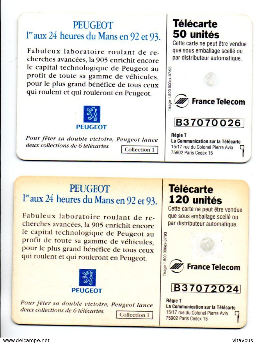 Peugeot 24 Heures Du Mans 92/93 - 2 Télécartes France 1993 Phonecard (salon 381) - 1993