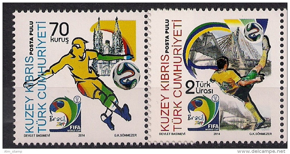 2014  Türk.- Zypern  **MNH   Fussball WM 2014  Brasilien - 2014 – Brasile