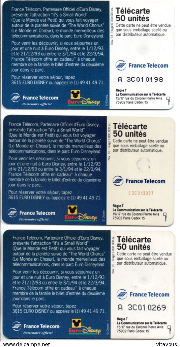 Euro Disney- 3 Télécartes France 1993 Phonecard (salon 383) - 1993