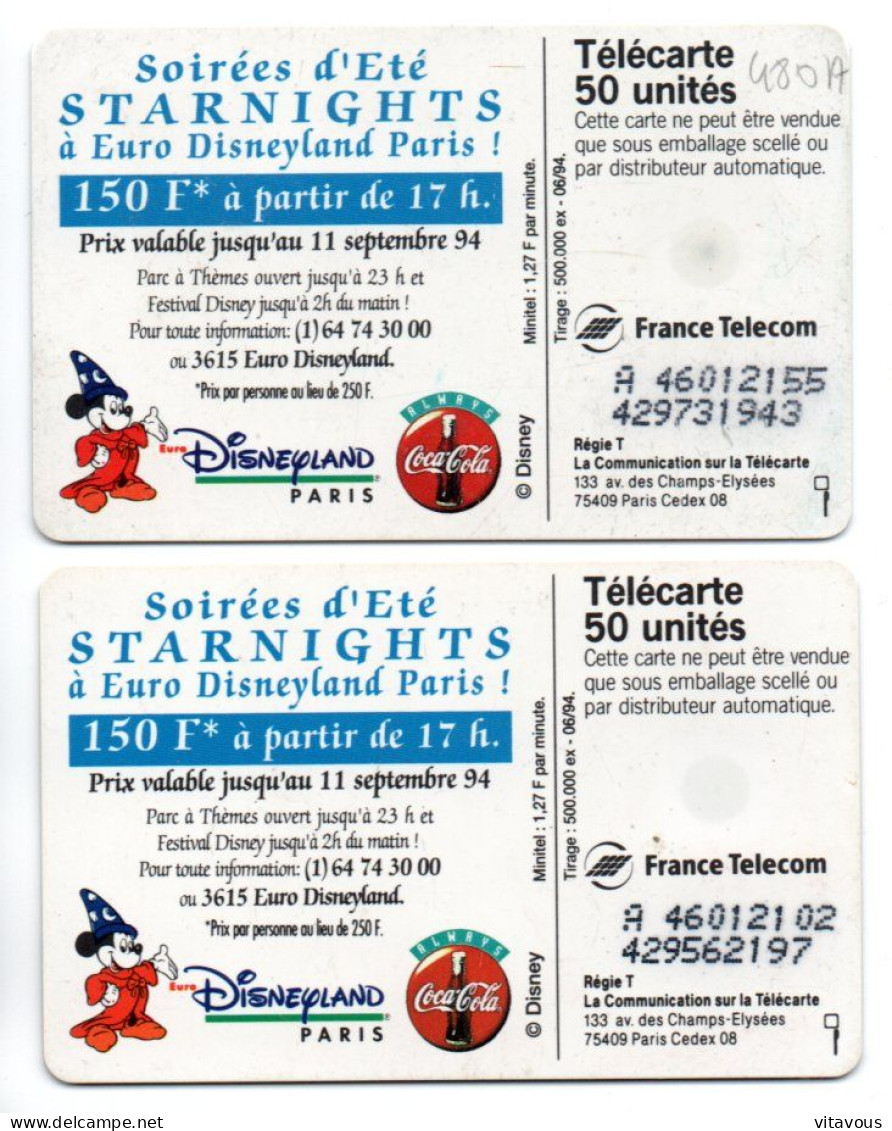 Disneyland  Soirée Starnights - 2 Télécartes France 1994 Phonecard (salon 384) - 1994