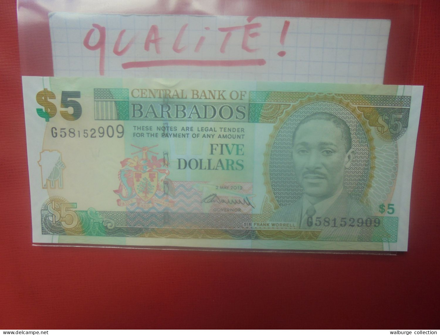 BARBADOS 5$ 2012 Peu Circuler Presque Neuf (B.31) - Barbados (Barbuda)