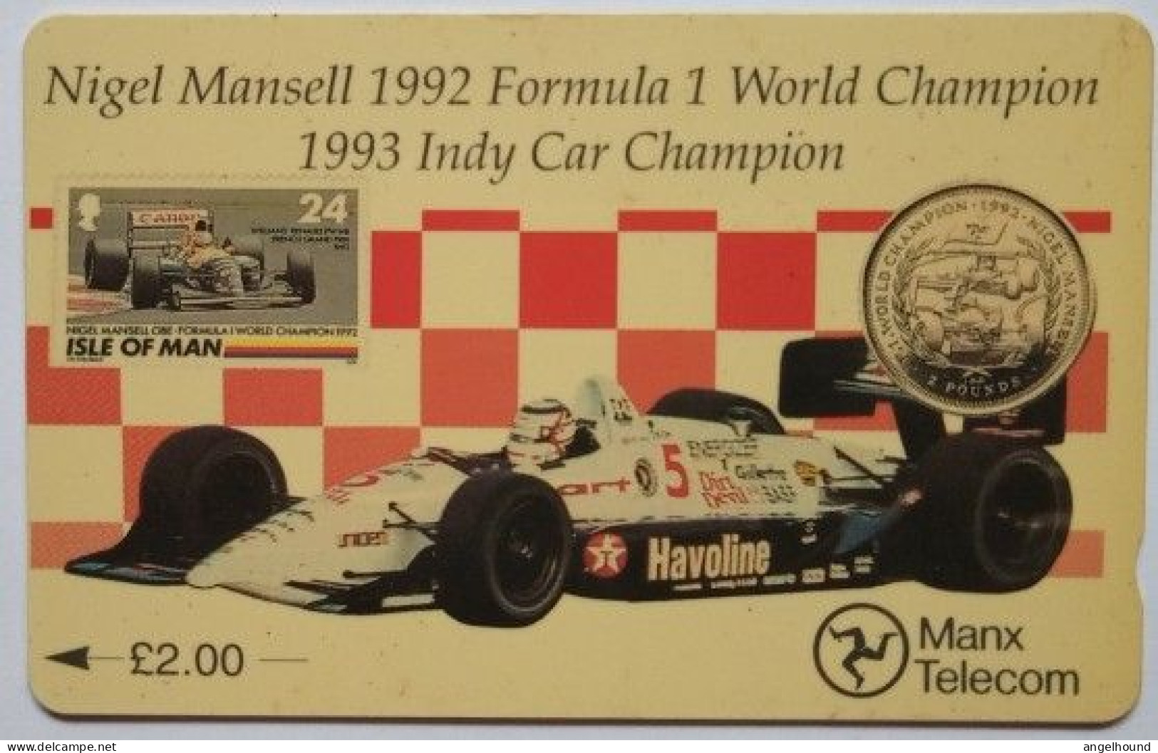 Isle Of Man £2 ( NO C?N )- Nigel Mansell 1992 Formula 1 World Champion , 1993 Indy Car Champion - Isla De Man