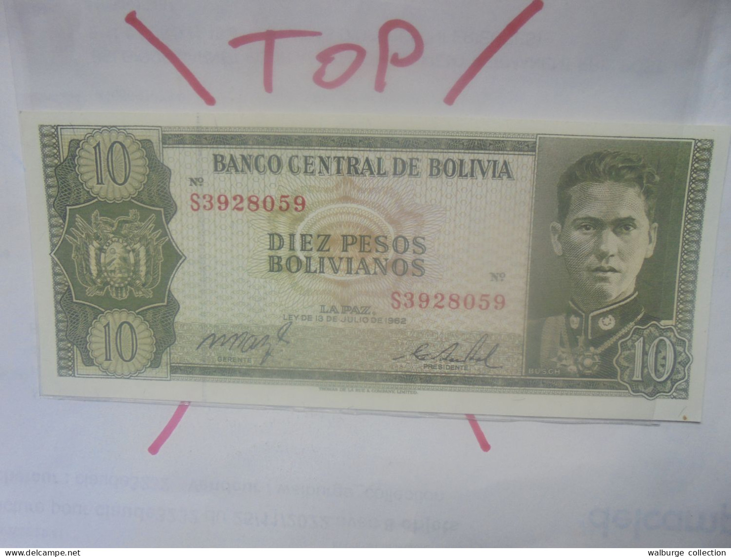 BOLIVIE 10 BOLIVIANOS 1962 Neuf (B.31) - Bolivië