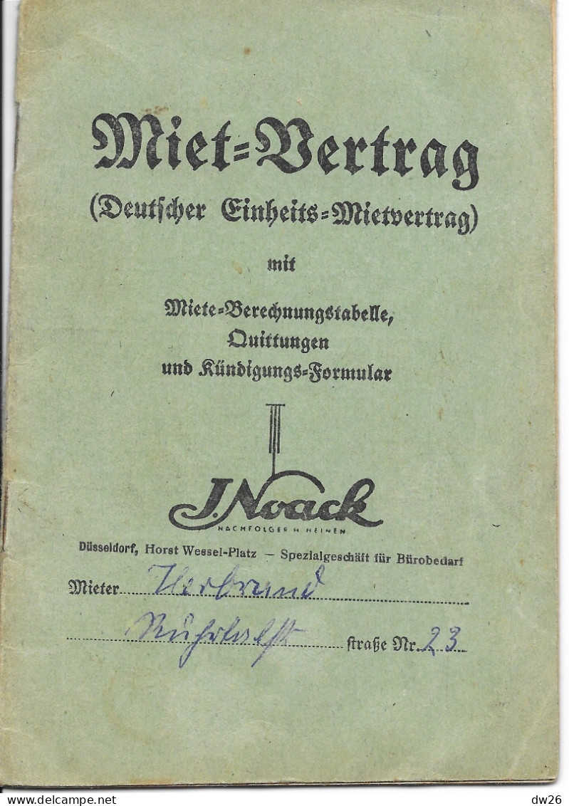 Miet-Vertrag J. Noack (Livret De Location, Contrat, Tarifs, Quittances) Mieter Herbrand 1951 - 1954 - 1950 - ...