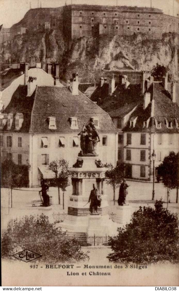 BELFORT     ( TERRITOIRE DE BELFORT )   MONUMENT DES TROIS SIEGES  LION ET CHATEAU - Belfort – Siège De Belfort