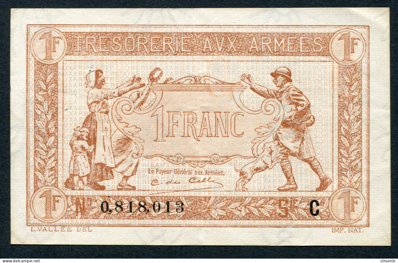 1 Franc Trésorerie Aux Armées 1917, Lettre C, N° 818013 - 1917-1919 Armeekasse