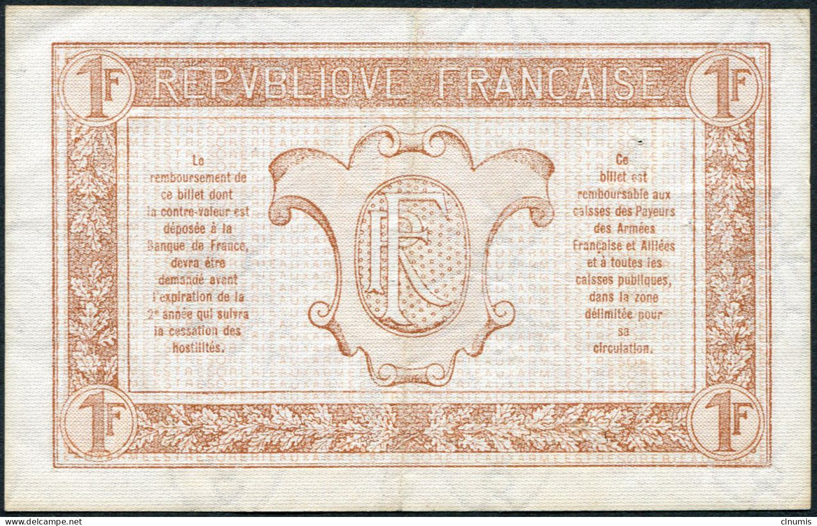 1 Franc Trésorerie Aux Armées 1917, Lettre C, N° 818013 - 1917-1919 Army Treasury