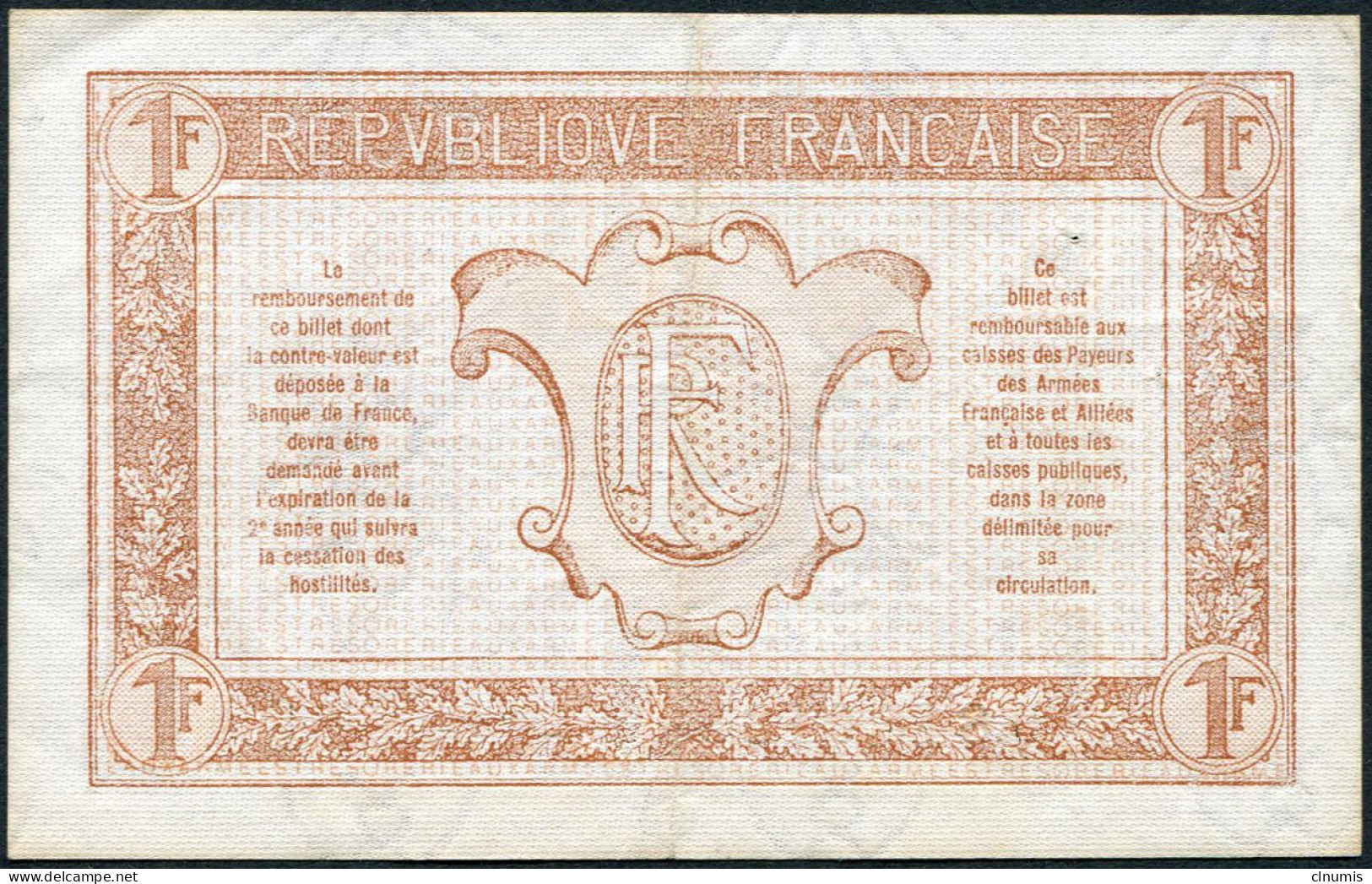 1 Franc Trésorerie Aux Armées 1917, Lettre C, N° 818013 - 1917-1919 Trésorerie Aux Armées