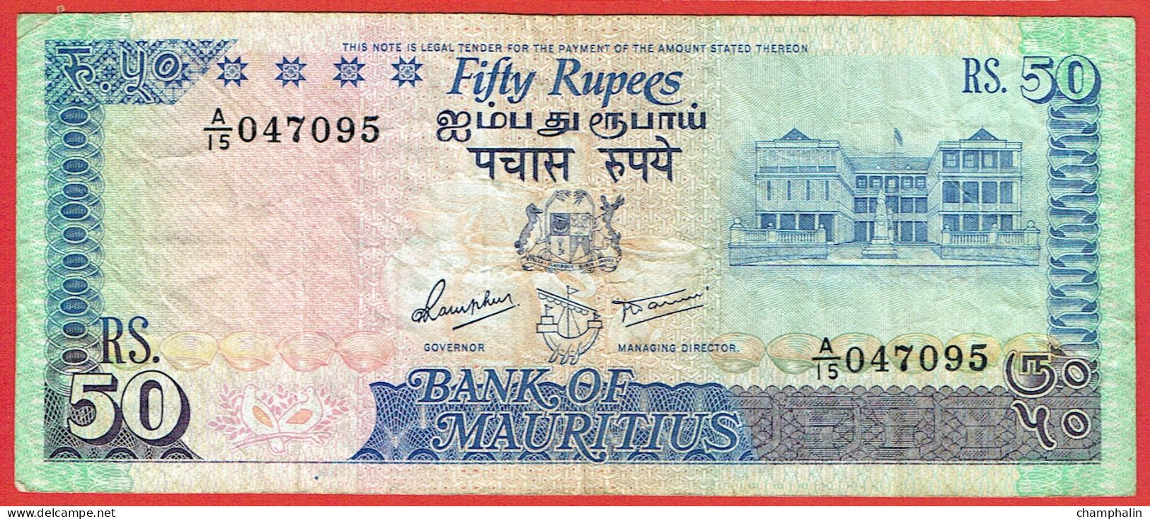 Ile Maurice - Billet De 50 Rupees - Non Daté (1986) - P37a - Maurice