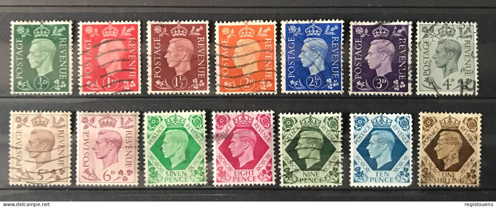 Lot De 14 Timbres Oblitérés Grande Bretagne 1937 - Used Stamps