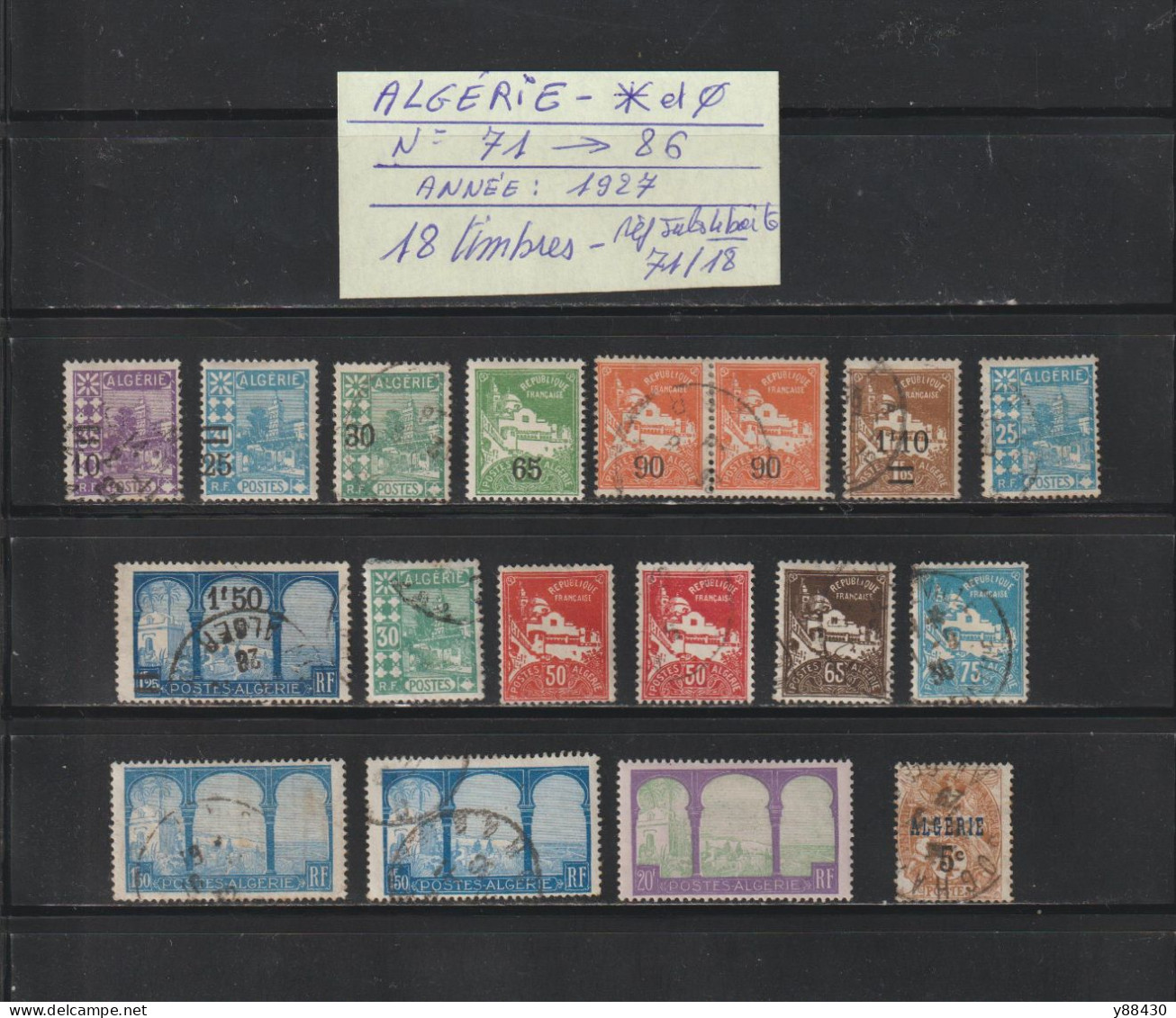 ALGÉRIE - Ex. Colonie -- Entre Les N° 71 Et N° 86 De 1927 - 18 Timbres Divers . Neuf *  &  Oblitérés - 2 Scan - Other & Unclassified