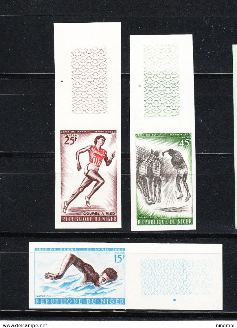 Niger  -   1963. Pallavolo Corse, Nuoto, Volleyball, Racing, Swimming.  Complete MNH Imperforated Series. Rare! - Pallavolo