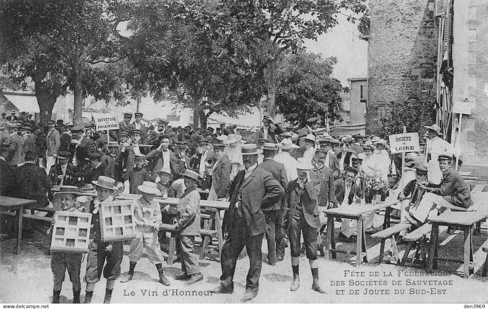 GRIGNY (Rhône) - Fête Fédération Sociétés De Sauvetage Et De Joute Du Sud-Est - Le Vin D'Honneur - Ecrit 1914 (2 Scans) - Grigny