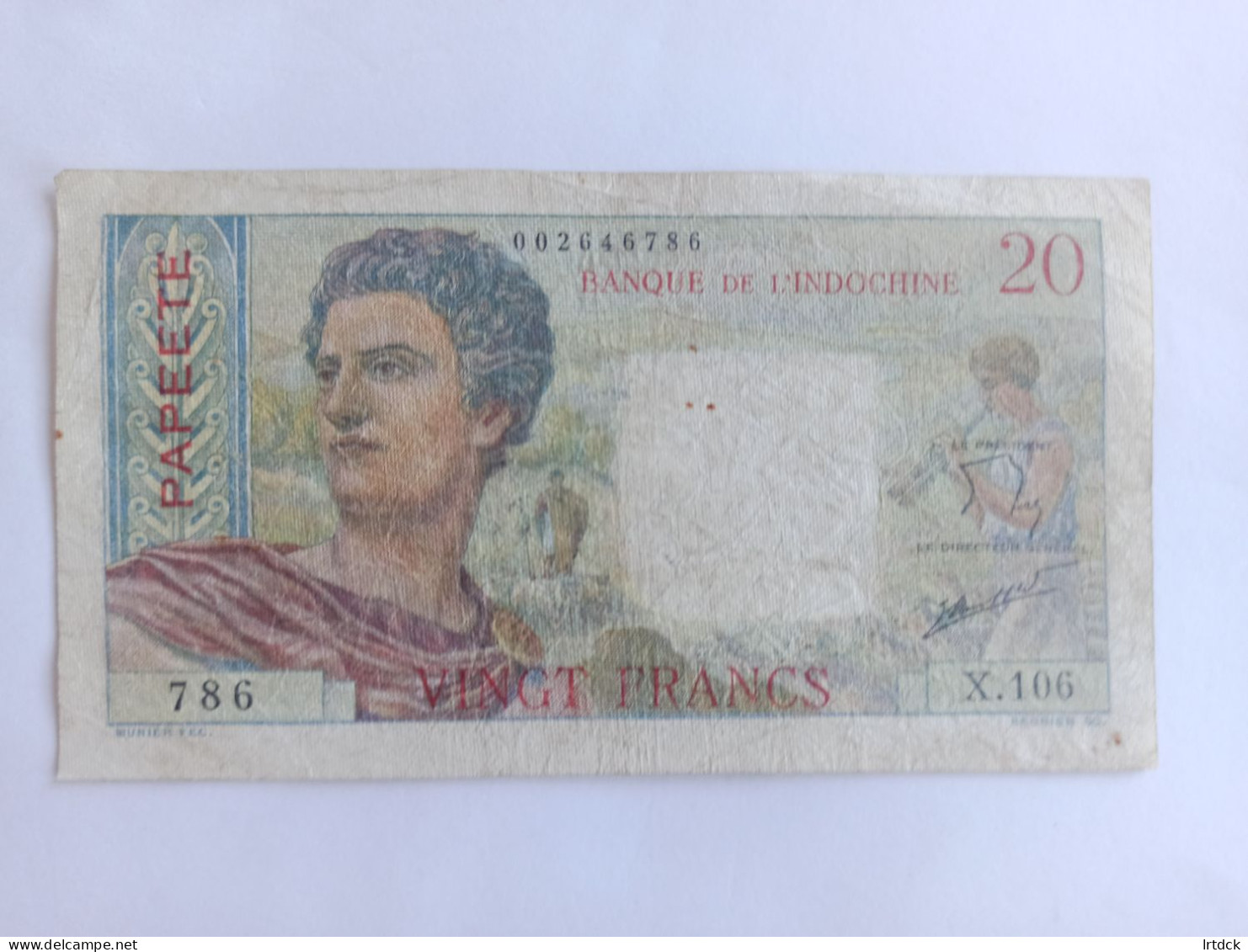 Billet France 20 Francs Banque De L'Indochine PAPEETE - Autres & Non Classés