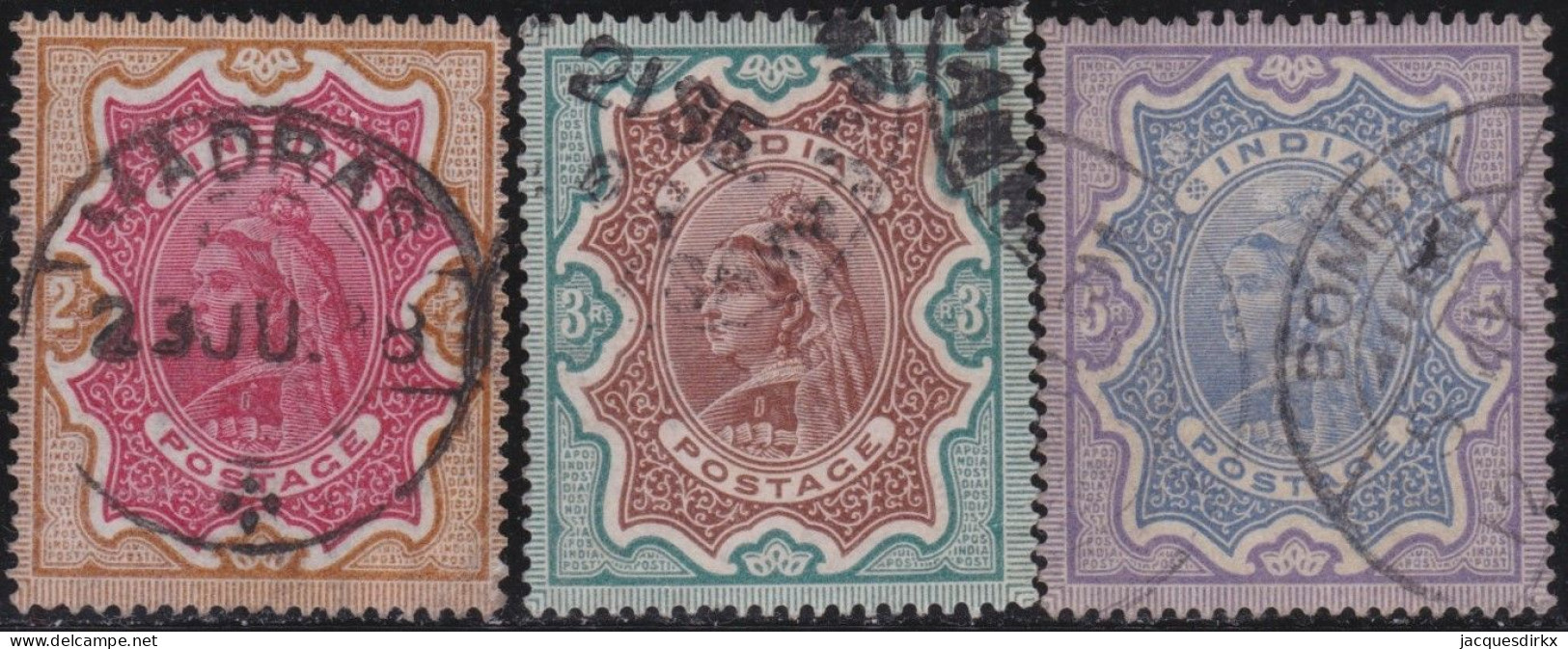 India   .    Michel     .   45/47     .    O      .   Cancelled - 1882-1901 Impero