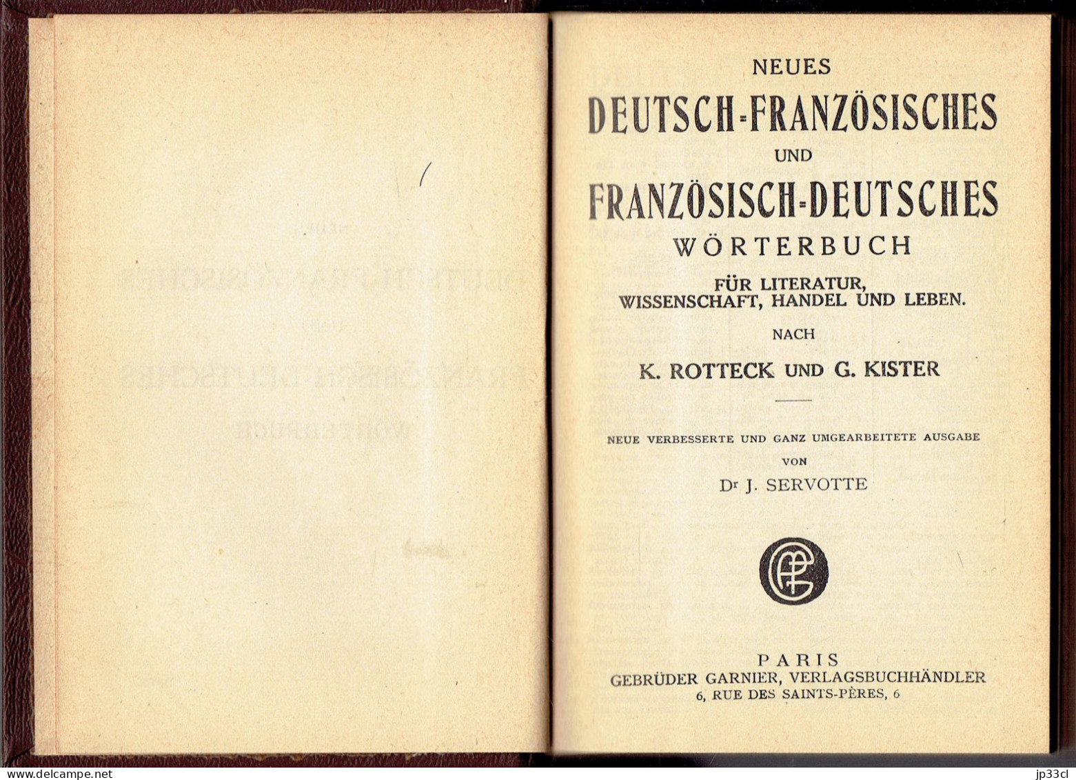 Rotteck, Kister Dictionnaire Allemand-Français - Français-Allemand (Garnier, Paris - Brepols, Turnhout) - Dictionnaires