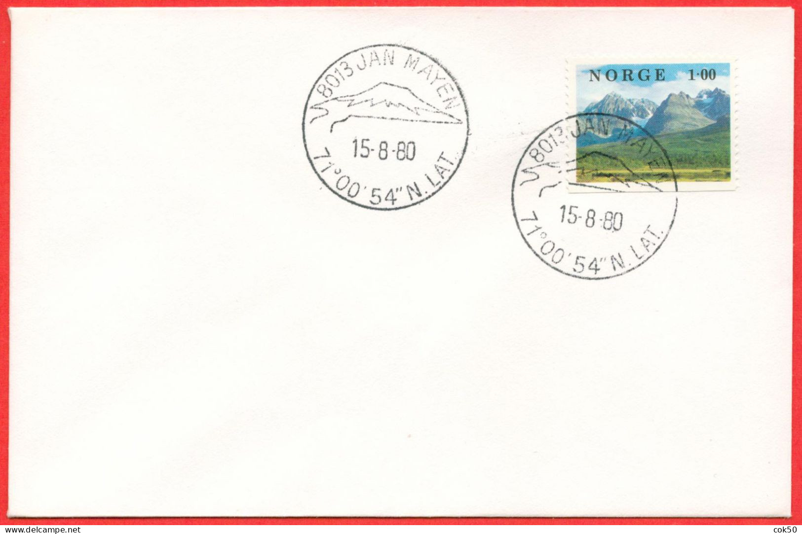 NORWAY - 8013 JAN MAYEN 1980.08.15 - «71o 00' 54'' N.Lat.» New Postmark - North Atlantic Ocean Island - Forschungsstationen & Arctic Driftstationen