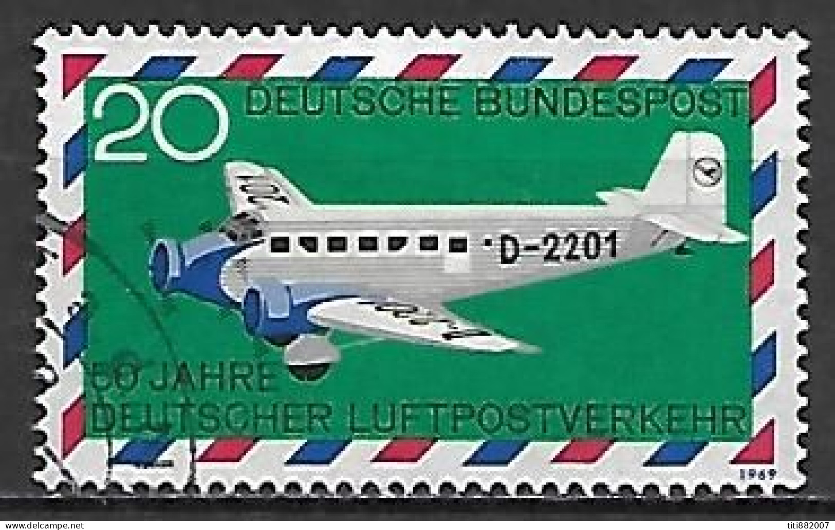 ALLEMAGNE     -   1969.   Aéro.   Y&T N° 1 Oblitéré.    AVION - Timbres