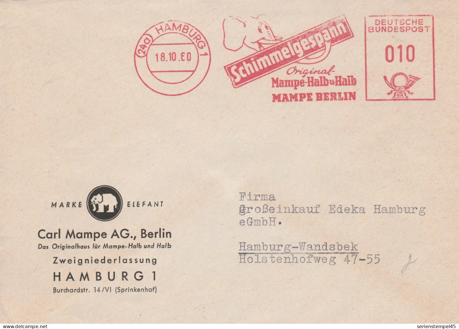 Motive Verkehr & Transport LKW Brief Mit Freistempel Hamburg 1960 S. Krim Hanomag Diesel LKW - Camiones