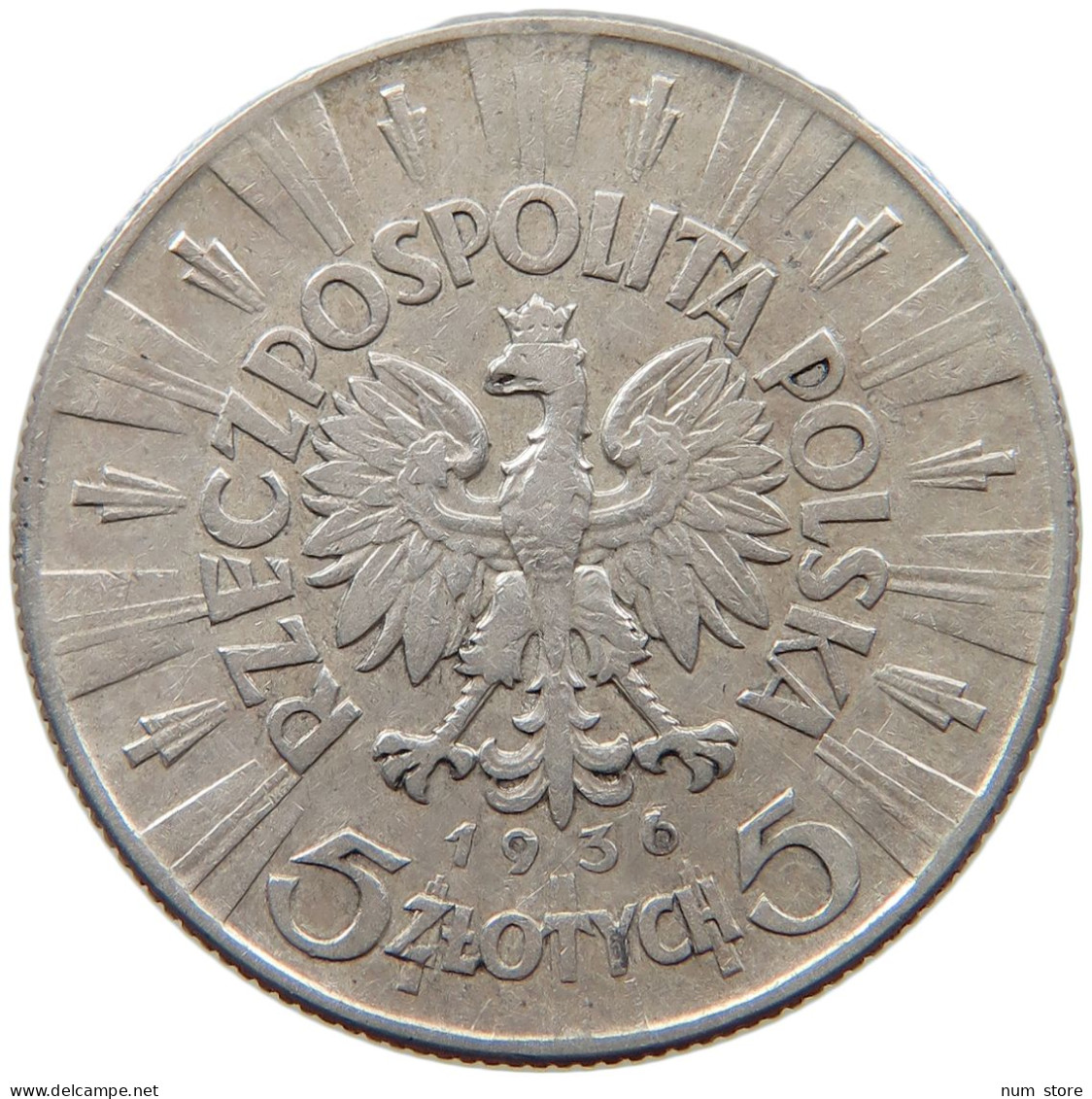 POLAND 5 ZLOTYCH 1936  #s013 0283 - Pologne