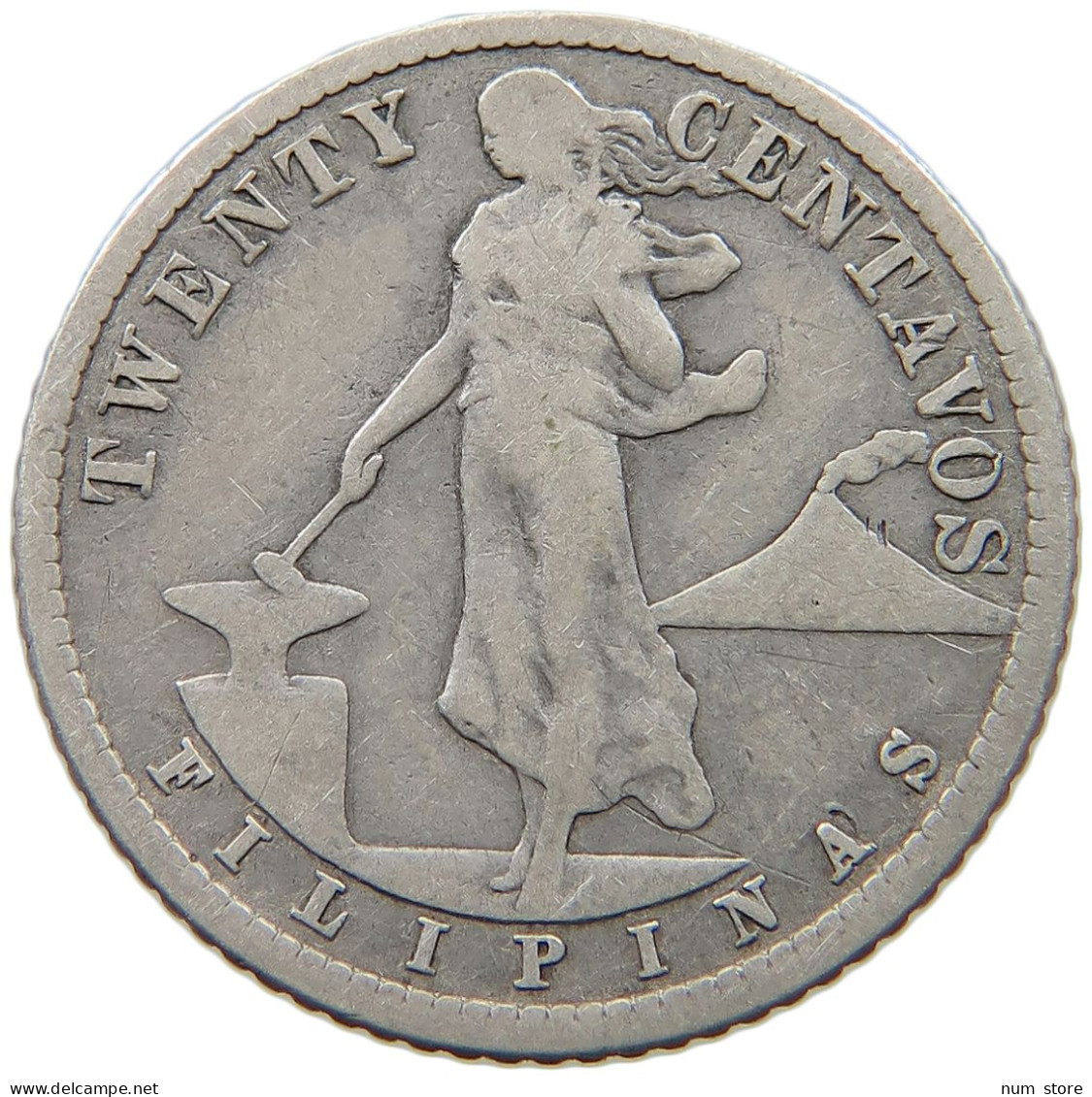 PHILIPPINES 20 CENTAVOS 1918  #a033 0539 - Philippines