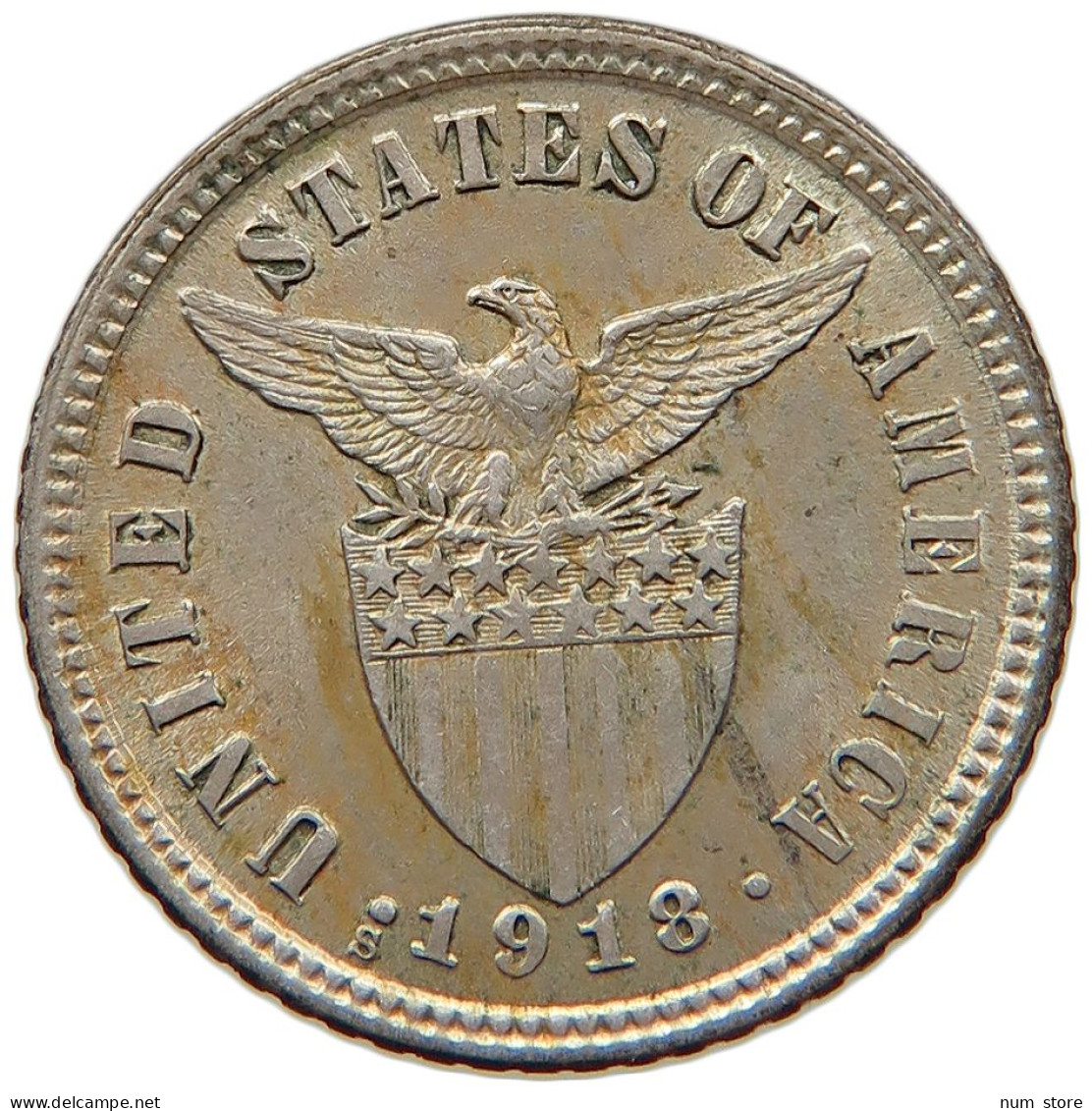 PHILIPPINES US 10 CENTAVOS 1918  #c057 0155 - Philippines