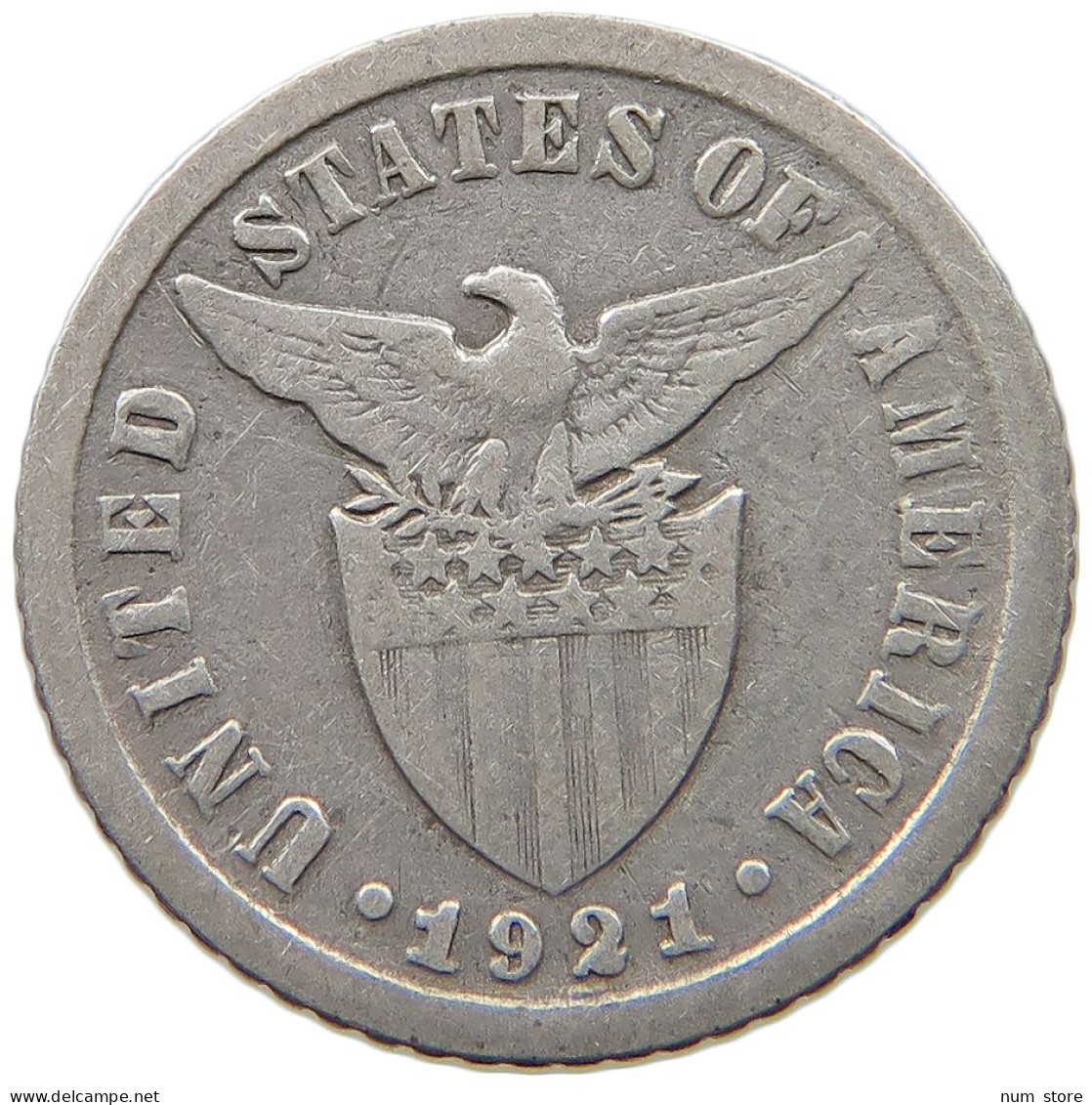 PHILIPPINES US 10 CENTAVOS 1921  #a034 0091 - Philippines