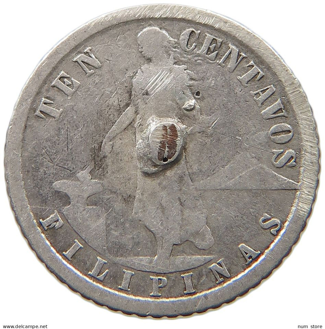 PHILIPPINES US 10 CENTAVOS 1907  #a034 0105 - Philippines