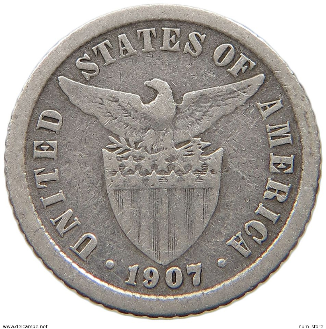 PHILIPPINES US 10 CENTAVOS 1907  #a034 0105 - Philippines