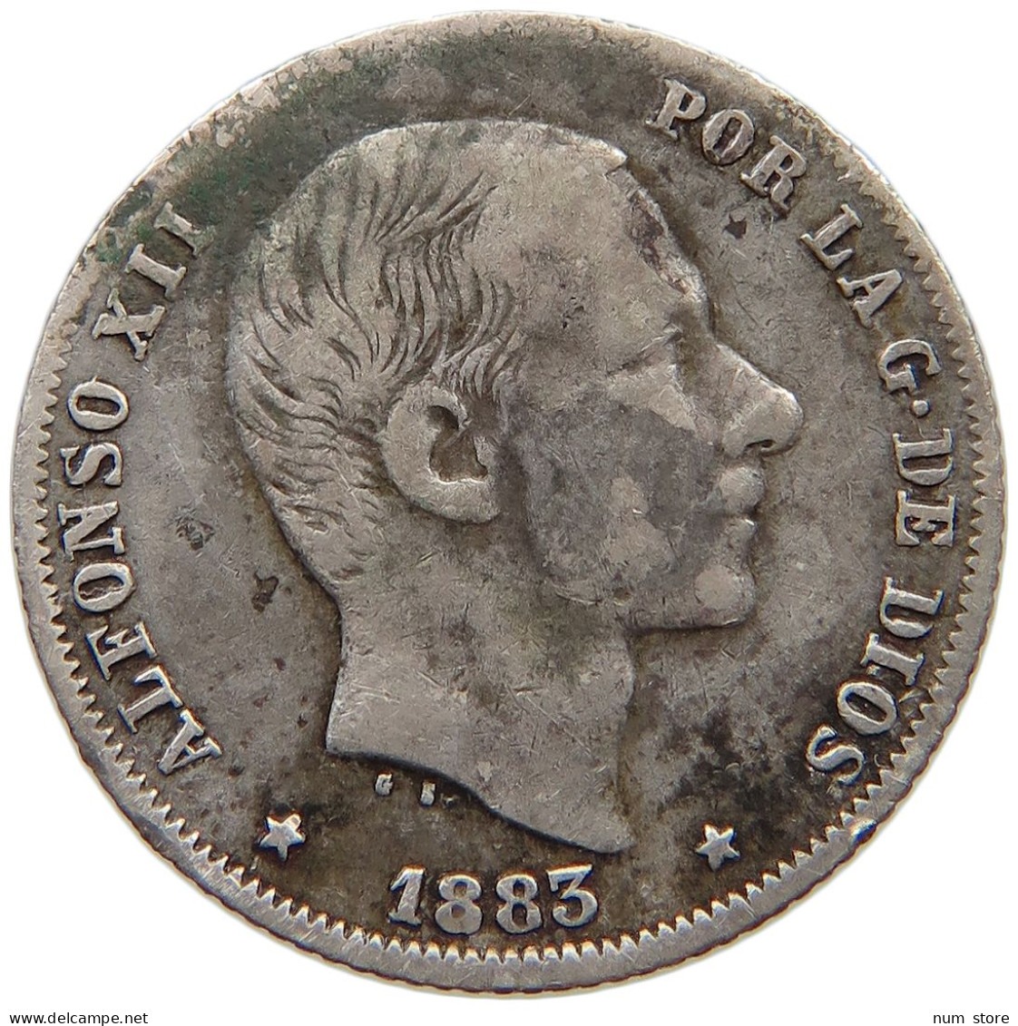 PHILIPPINES SPANISH 20 CENTIMOS 1883 ALFONSO XII. #t135 0515 - Philippinen