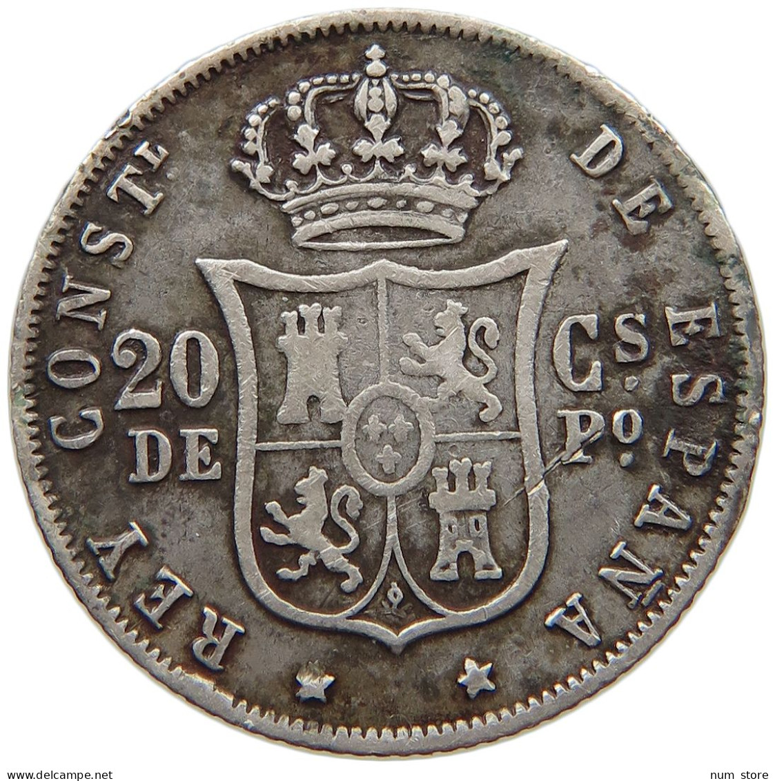 PHILIPPINES SPANISH 20 CENTIMOS 1883 ALFONSO XII. #t135 0515 - Philippinen