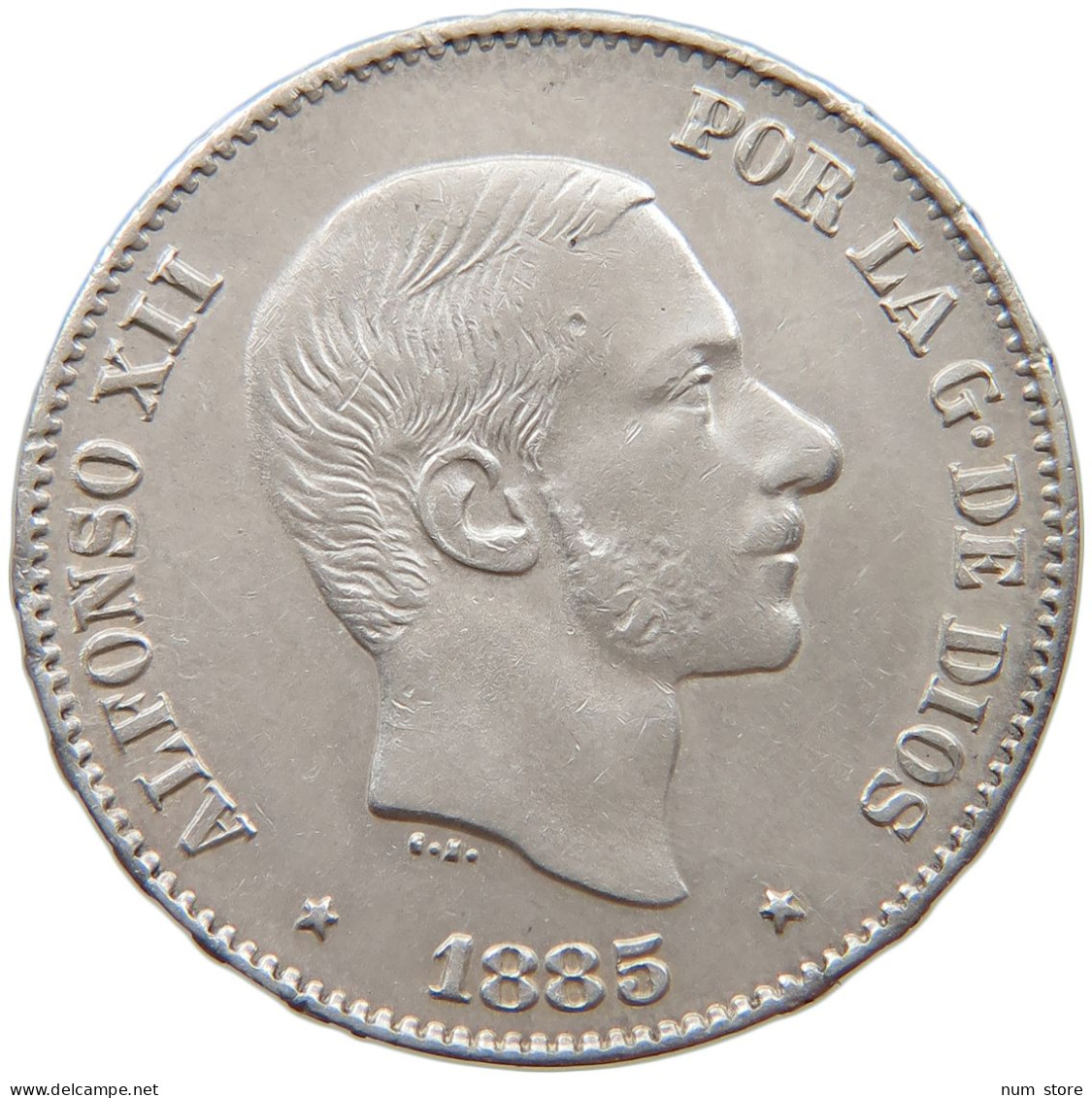 PHILIPPINES SPANISH 50 CENTIMOS 1885 ALFONSO XII. #t135 0521 - Philippinen